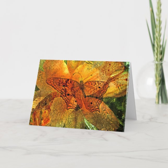 Golden butterfly and lily - Card (Front)