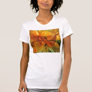 Golden butterfly and lily collage - T-shirt