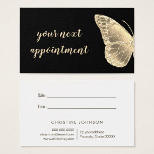 golden butterfly appointment card