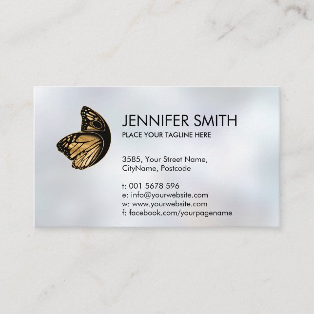 Golden Butterfly Body silhouette Business Card (Front)