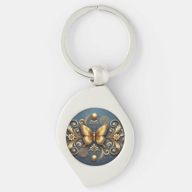Golden Butterfly Design Key Ring (Front)