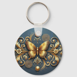 Golden Butterfly Design Key Ring