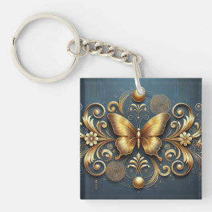 Golden Butterfly Design Key Ring
