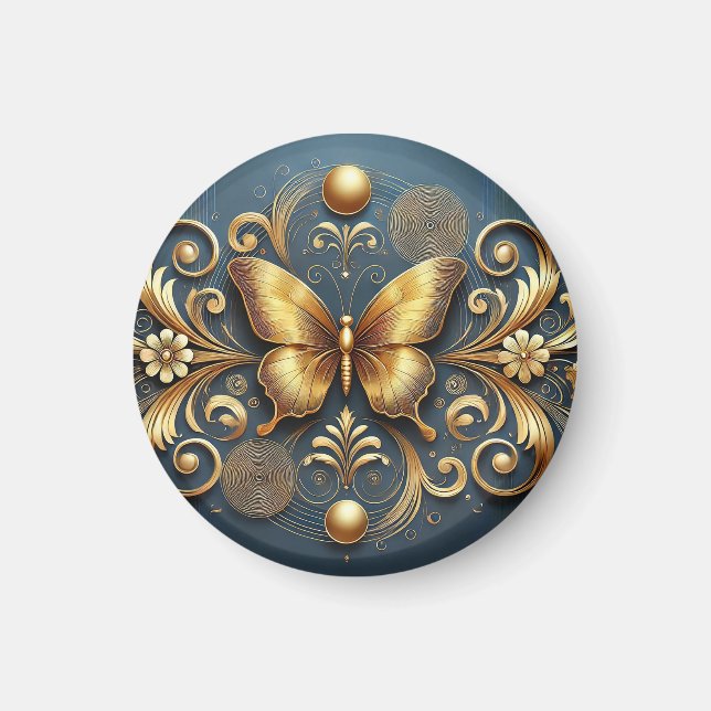 Golden Butterfly Design Magnet (Front)