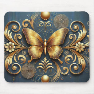 Golden Butterfly Design Mouse Pad