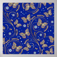 Golden Butterfly Evil Eye Pattern
