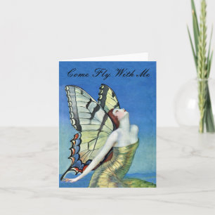 Golden Butterfly Fairy Note Card