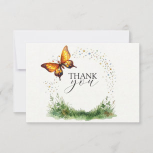 Golden Butterfly in a Magical Meadow Thank You Card