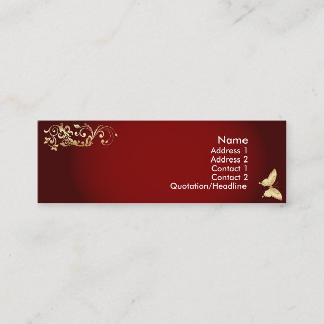 Golden Butterfly Mini Business Card (Front)