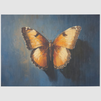 Golden Butterfly On Dark Blue Decoupage Paper