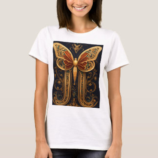 "Golden Butterfly Printed T-Shirt – Stylish & Eleg