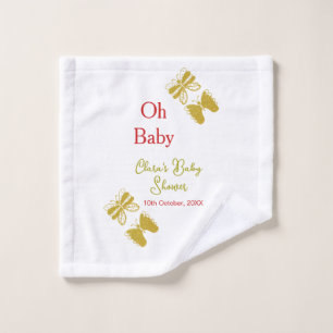 Golden butterfly red baby shower oh baby modern wash cloth