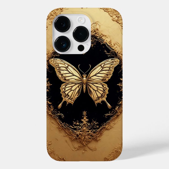 Golden Butterfly within Ornate Framed Design Case-Mate iPhone Case (Back)