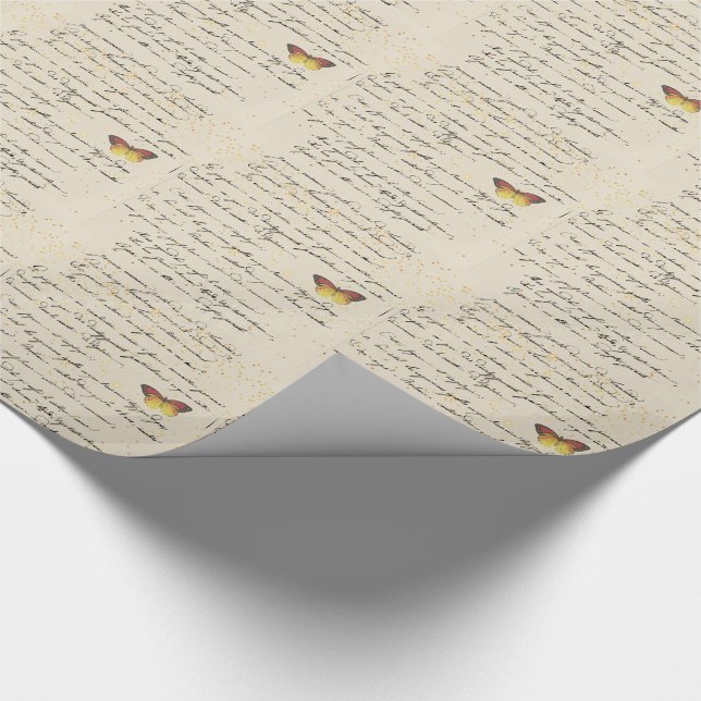 Golden Butterfly Wrapping Paper (Corner)