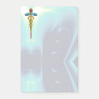 GOLDEN CADUCEUS SYMBOL MONOGRAM Teal Blue