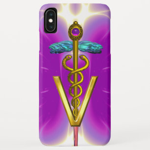 GOLDEN CADUCEUS VETERINARY SYMBOL / Pink Fuchsia iPhone XS Max Case
