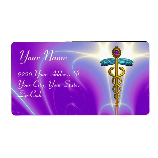 GOLDEN CADUCEUS, vibrant amethyst,violet,purple (Front)