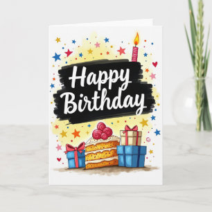 Golden Cake Birthday Card