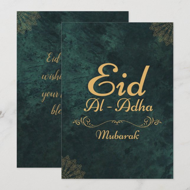  Golden Calligraphy Eid Al-Adha Mubarak 2025 Holiday Card (Front/Back)