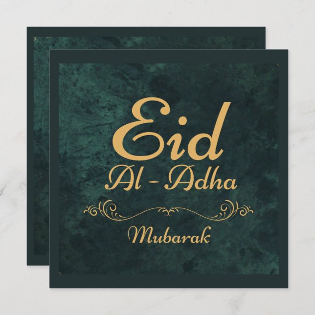  Golden Calligraphy Eid Al-Adha Mubarak 2025 Holiday Card (Front/Back)