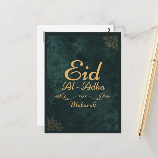  Golden Calligraphy Eid Al-Adha Mubarak  2025 Postcard (Front/Back In Situ)