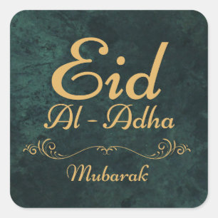  Golden Calligraphy Eid Al-Adha Mubarak 2025 Square Sticker