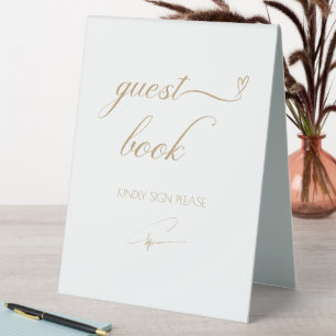 Golden Calligraphy Guest book Table Tent Sign