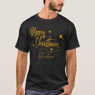 Golden Calligraphy Merry Christmas Personalised T-Shirt