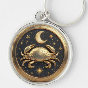 Golden Cancer Cosmic Zodiac Key Ring