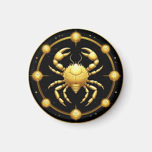 Golden Cancer Cosmic Zodiac Magnet