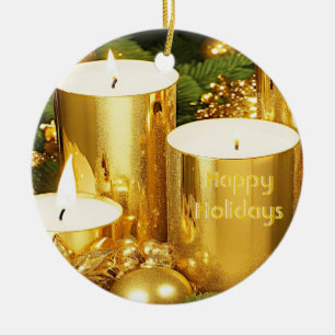 Golden Candles Christmas Holiday Ornament