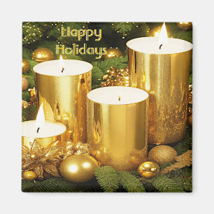Golden Candles Holiday Christmas Magnet