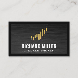 Golden Candlesticks Stock Broker Business Card