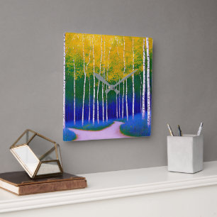 Golden Canopy – A Woodland Landscape Square Wall Clock