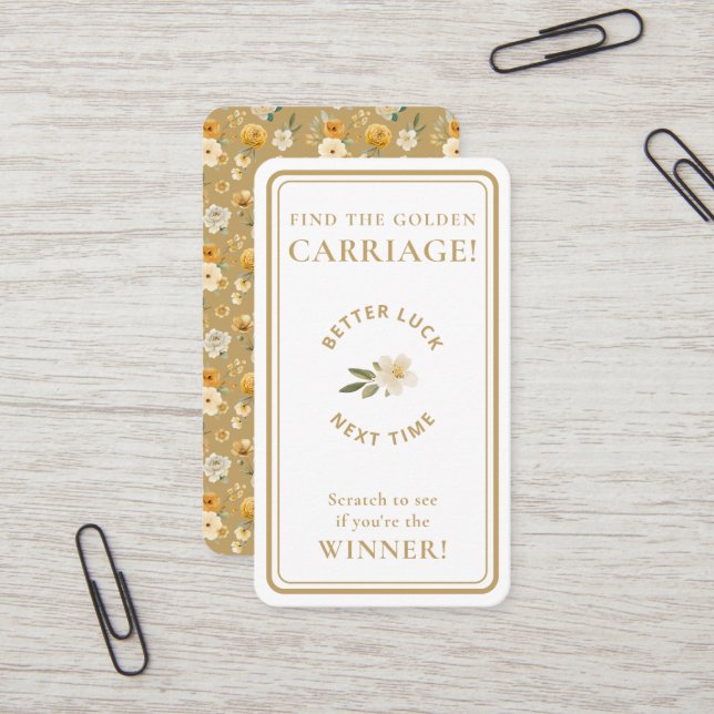 Golden Carriage Scratch-Off Neutral Non-Winner  Business Card (Front/Back In Situ)