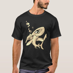 Golden Cartoon Shark T-Shirt