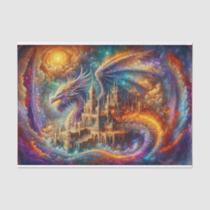 Golden Castle Dragon Decoupage Paper Mystical