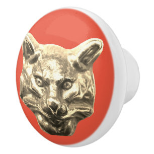 Golden Cat – goldene Katze – vergoldeter Kater Ceramic Knob
