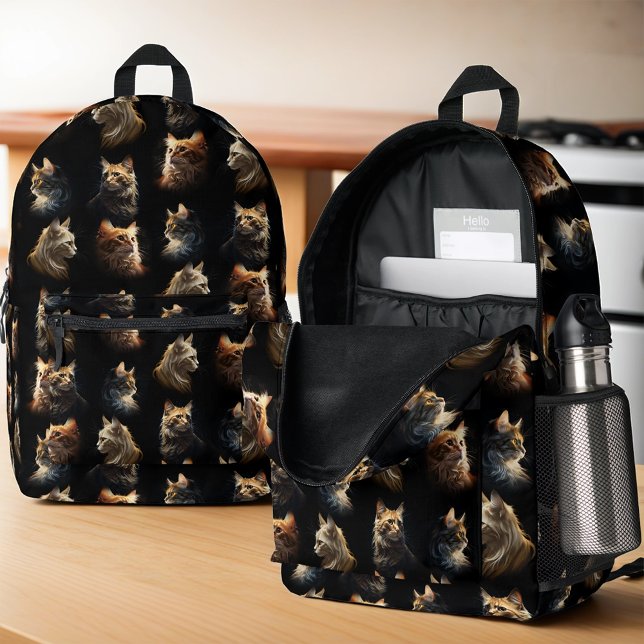 Golden Cats Printed Backpack (Creator Uploaded)