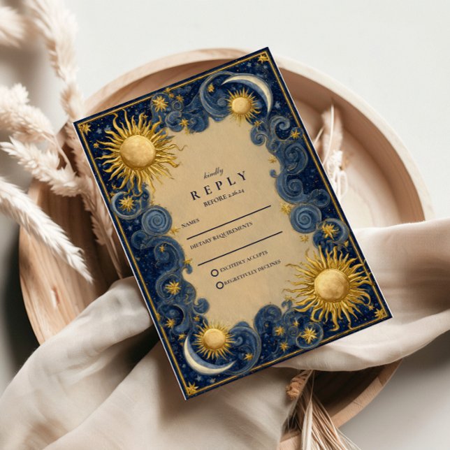 Golden Celestial Baroque Wedding RSVP Card (Creator Uploaded)