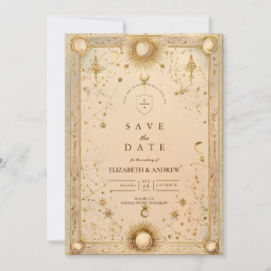 Golden Celestial Baroque Wedding Save The Date