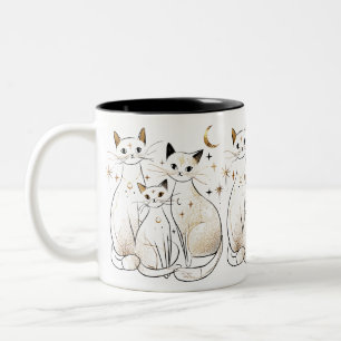 Golden Celestial Cats Coffee Mug Gift