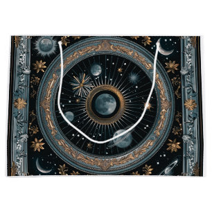 Golden Celestial Moon Orbit with Detailed Astral Large Gift Bag
