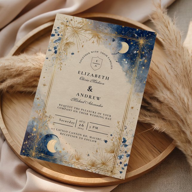 Golden Celestial Night Wedding Invitation (Creator Uploaded)