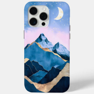 Golden Celestial Peaks Watercolor iPhone 15 Pro Max Case