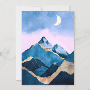 Golden Celestial Peaks Watercolor Holiday Card
