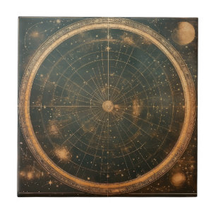 Golden Celestial Star Map (2) Ceramic Tile