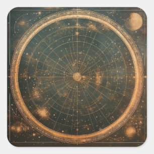 Golden Celestial Star Map (2) Square Sticker