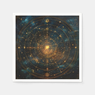 Golden Celestial Star Map (3) Napkin