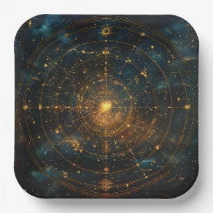 Golden Celestial Star Map (3) Paper Plate